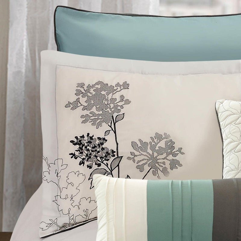 Riverbrook Home Emilie Comforter Set, King, Blue/Gray/Ivory, 8 Piece Set - Image 3